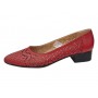 Pantofi dama rosii din piele naturala cu perforatii si toc mic Rosalia CLP03R